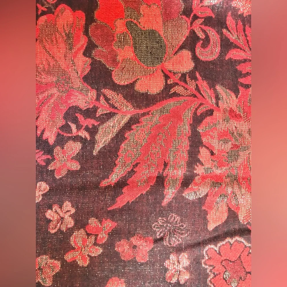 Susan Graver Floral Gold Accented Scarf Shawl